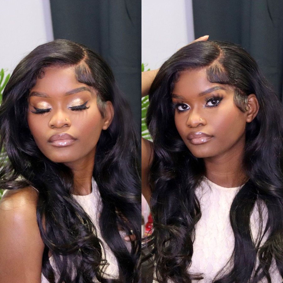 Lace wig install and glam makeup by Tyca Beaute