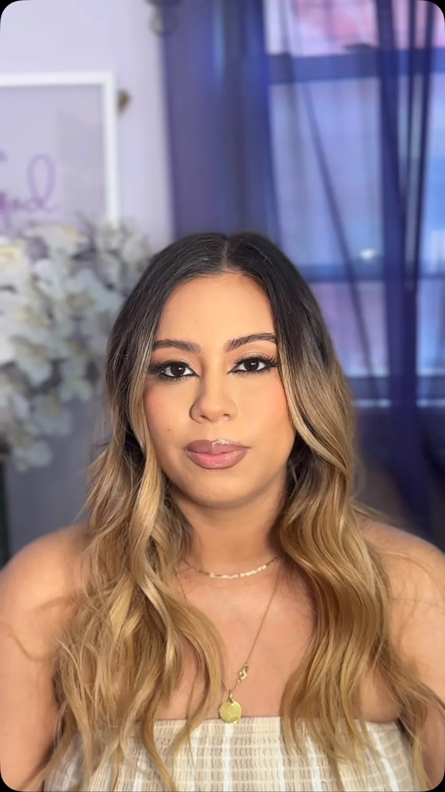 Soft glam with balayage waves, hair and makeup by Tyca